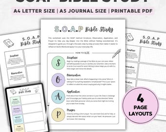 Bible Study Template | SOAP Bible Study Guide Printable | Verse Mapping Template | Digital Prayer Journal PDF | Digital Download