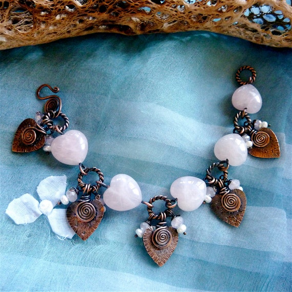 Items similar to Copper Wire Wrapped Heart Bracelet on Etsy