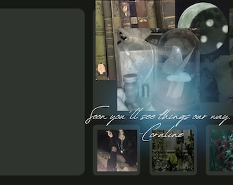 Dark Earthy Green Mystic Coraline Aesthetic School or Work Digital Mac or Windows Digital Computer Wallpaper