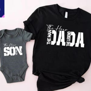 Dad and Baby Matching Shirt,The Man The Legend Dada and Son Tees,Funny Fathers Day Gift, Daddy and Me Shirt,Gift for Dad,Father Son Gift Tee