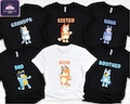 Custom Bluey Bingo Tshirts,Bluey Mom Dad Family Matching Tees,Personalized Bluey Family Matching Shirts, Custom Bluey Birthday Party Shirts