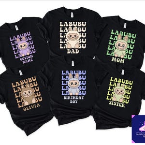 Custom Labubu Name T-Shirt,Personalized Labubu Shirt,Labubu Lover Gift,Custom Labubu Birthday Party Shirt,Labubu Mom Dad Family Matching Tee