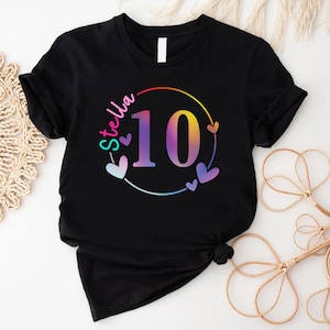 Custom Age With Kids Name Birthday Shirt,Personalized Birthday Girl Shirt,Custom Birthday Gift,10 Years Old Birthday Girl Tee,Girls Birthday