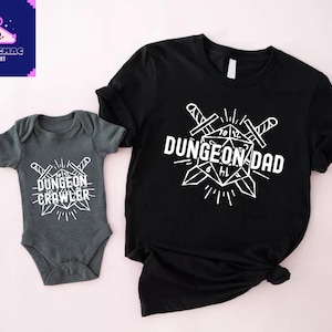 Father and Baby Matching Shirts, Dungeon Dad Shirt,Fathers Day Gift,Funny Dad Shirt,Gift for Dad,Gamer Dad Kids Shirt,Daddy and Me Shirt