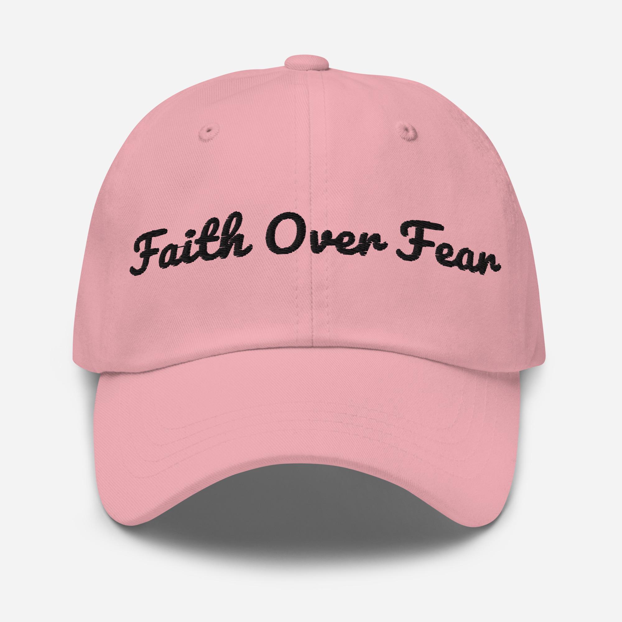 Faith Over Fear Embroidered Pink Baseball Cap with Scarf Accent Faith-over-Fear-Flowers-  main image 3
