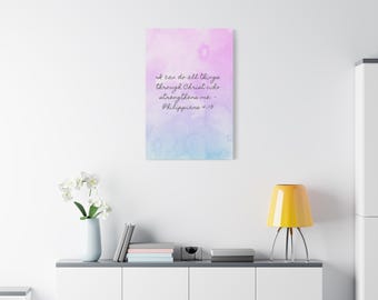 Philippians 4:13 Canvas Wall Art | I Can Do All Things Through Christ | Inspirational Christian