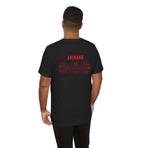 Koszulka z logo koncertu BTS Arirang, listą utworów, tekstem i t-shirtem z koncertu BTS Army Merch K-pop