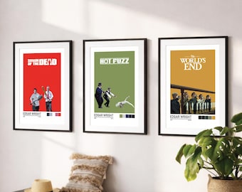 The Cornetto Trilogy Minimalist Movie Poster Wall Art Bundle