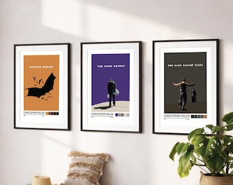 The Dark Knight Trilogy Minimalist Movie Poster Wall Art Bundle