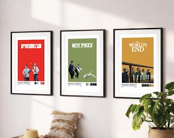 The Cornetto Trilogy Minimalist Movie Poster Wall Art Bundle
