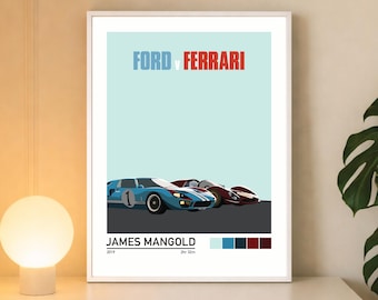 Ford v Ferrari Minimalist Movie Poster Wall Art