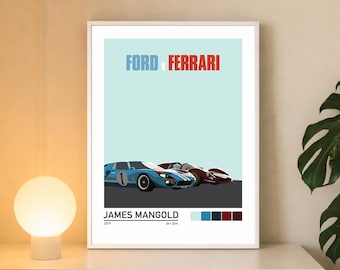 Ford v Ferrari Minimalist Movie Poster Wall Art