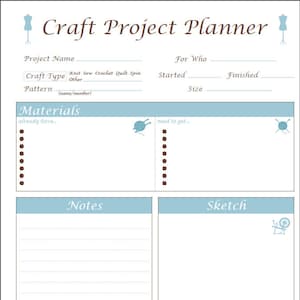 Craft Project Planner Pages - Letter (8.5 x 11) size