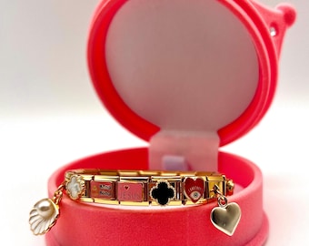 Italian Bracelet,Custom Gold Italy Charms, Personalized Italian Bracelet,Modular Bracelet,Jewelry Gifts for Her,Birthday gift,Christmas gift