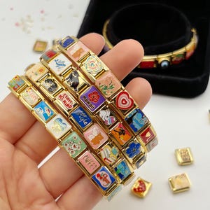 Personalized Italian Charm Bracelet, Custom Gold Italy Charm, Gold Italian Bracelet, Italy Charms, Gold Italian Charm Bracelet, Gift for Her