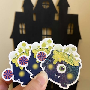 Cute Spooky Cauldron Monster Vinyl Sticker