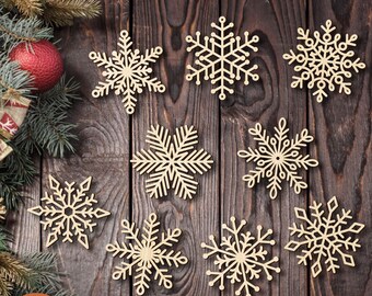 Christmas Snowflake SVG Christmas Ornament Laser Cut Files Winter Decor for Cricut Silhouette Clipart Svg Dxf Eps Png