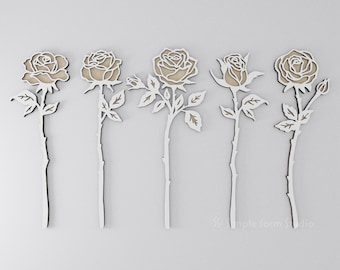Layered Rose SVG Bundle Laser Cut Flowers Valentines Day Gift Mother’s Day Roses Glowforge Cricut CNC Wooden Flower Files