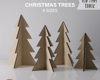 Standing Christmas Tree SVG Tabletop Tree Decor 3D Wood Christmas Decor Glowforge SVG xTool Laser File Holiday Shelf Sitter CNC Design