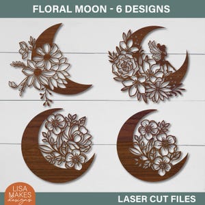 Floral Moon svg Moon Flower SVG Crescent Moon SVG Flower Moon SVG Celestial Moon svg Boho svg Glowforge svg Laser cut file