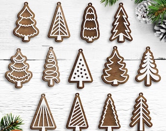 Boerderij kerstboom ornament SVG gelaagde kerstboom lasergesneden bestanden vakantie Glowforge cadeaukaartje kerst decor SVG