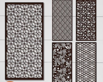 Vertical Panel Wall Decor svg Geometric Pattern svg Floral Panel Laser Cut Template Decorative Panel Ornaments svg dxf files CNC Laser
