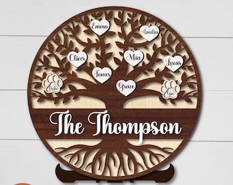 Family Tree svg Tree Of Life laser cut file Family reunion tree Family tree template editable name Personalized family tree sign Glowforge
