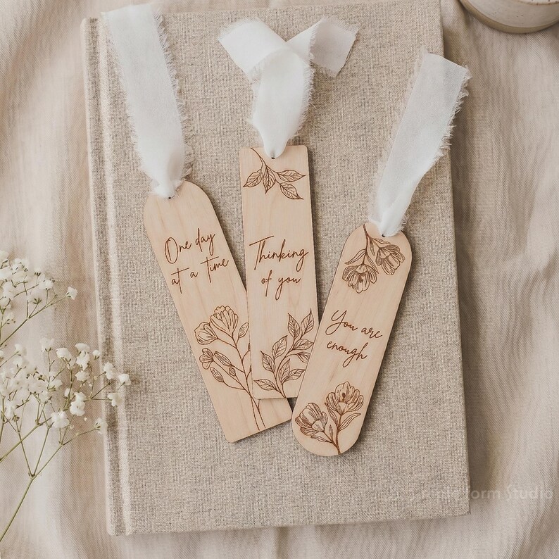 Floral Bookmark SVG Bundle Laser Cut File Set of 6 Wildflower Bookmark ...
