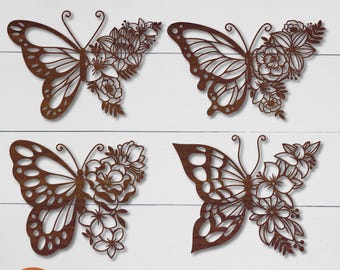 Papillon floral SVG : fichier découpé au laser, décoration de chambre d'enfant (téléchargement numérique)