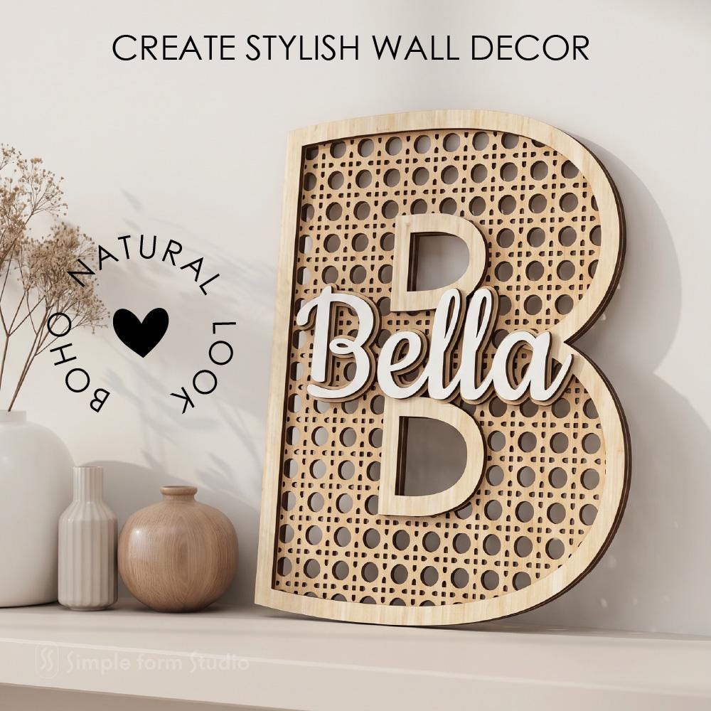 Boho Rattan Alphabet Laser Cut Files Cane Weave Letters SVG Monogram ...