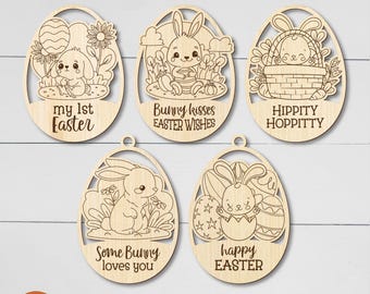 Coloring easter egg ornaments laser cut files Easter egg svg kids painting kit DIY craft kit for kids Wood egg paint set Digital Download