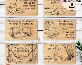 Cutting Board Laser Engrave SVG File A A Milne Quotes Bundle Charcuterie Board Engraving LightBurn Wood Sign
