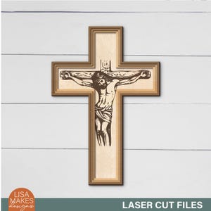 Archivos cortados con láser en forma de cruz en capas, signo cristiano, Jesucristo, svg, religioso, versículo bíblico, svg, Él ha resucitado, svg, Pascua, svg Glowforge