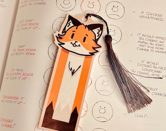 Fox Bookmark: Handcrafted Laminated Bookmark with Tassel