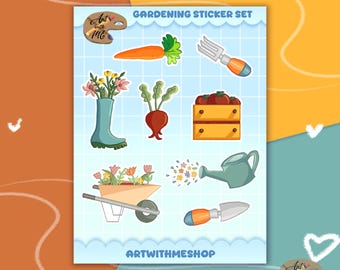 Floral Gardening Sticker Sheet: Waterproof Planner Decals