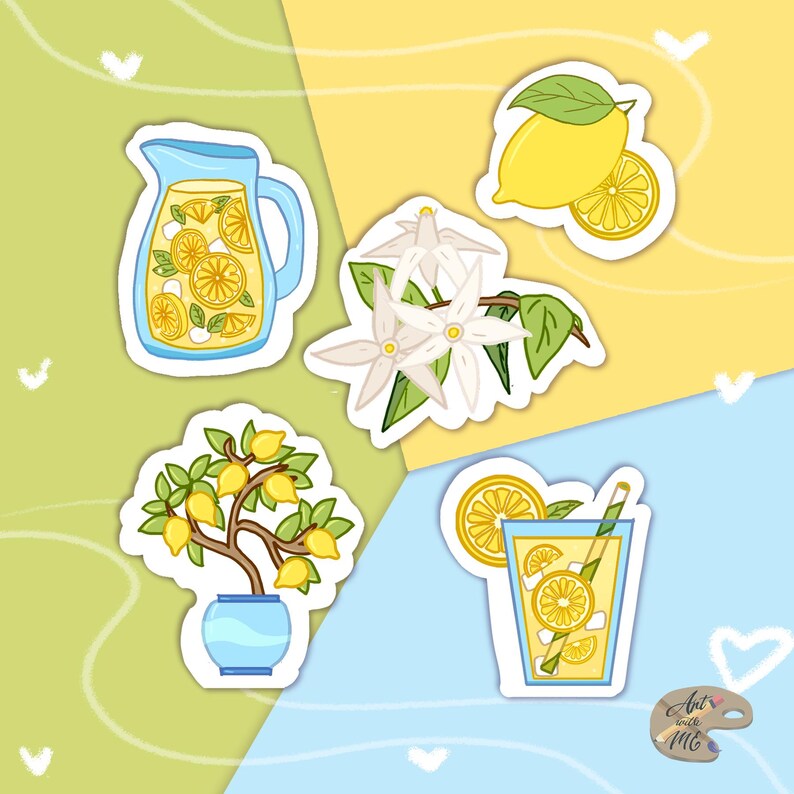 Lemon-themed Sticker Sheet | Fresh Citrus Stickers for Planners ...