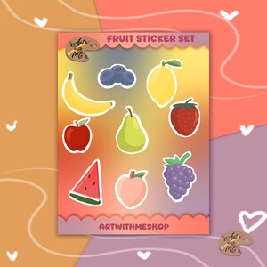 Fruit-Themed Sticker Sheet, Cute Fruit Stickers for Planners, Scrapbooks, and Journals, Fruit Design, Perfect for Gifts and DIY Projects