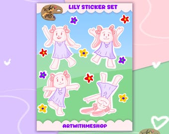 Pastel Bunny Lily Sticker Sheet | Waterproof Planner Decals