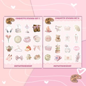 Coquette-Themed Sticker Sheets | Elegant & Playful Stickers for Scrapbooking, Journals, and Decor | Vintage-Inspired Design