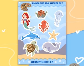 Under the Sea Sticker Sheet: Waterproof Ocean Theme Stickers
