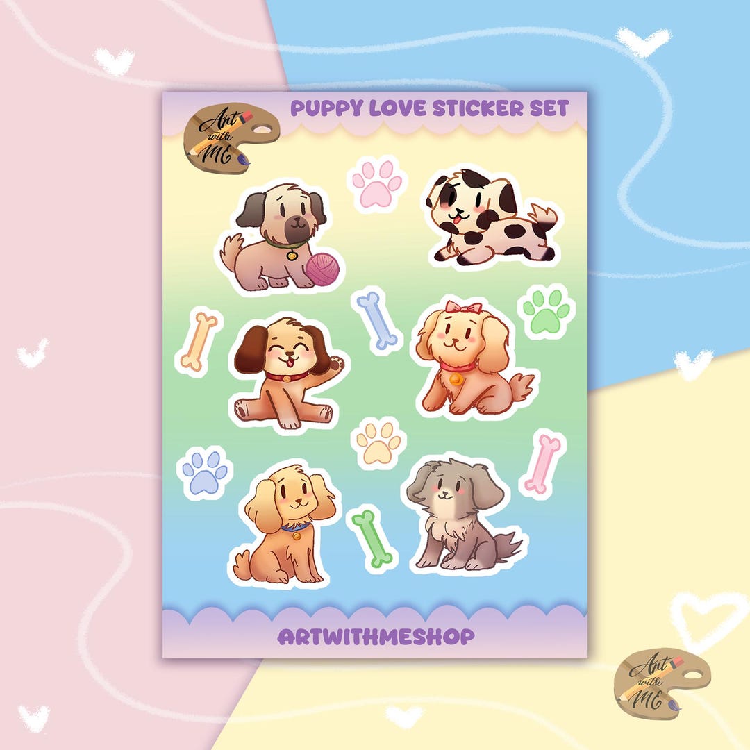 Dog-themed Sticker Sheet - Cute Puppy Stickers for Journals, Planners ...