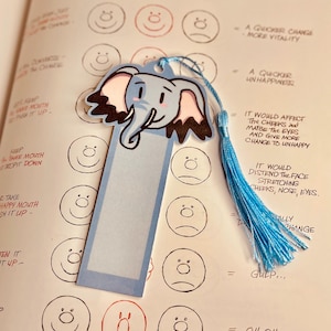 Handmade Elephant Bookmark: Laminated Animal Design with Tassel