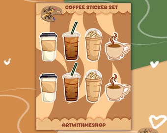 Coffee Cup Sticker Sheet | Waterproof Planner Stickers