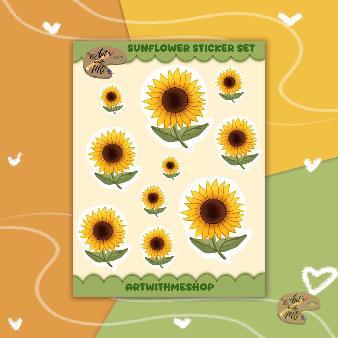 Sunflower Sticker Sheet | Floral Decals for Planners, Journals, and ...