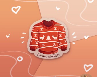Cozy Sweater Weather Sticker, Handmade Fall Vinyl Decal