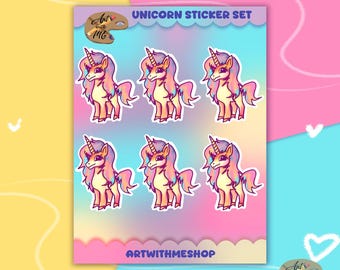 Unicorn Sticker Sheet: Magical Rainbow Decals, Waterproof Stickers