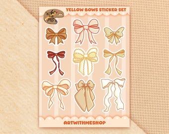 Yellow Bows Sticker Set, Coquette Stickers