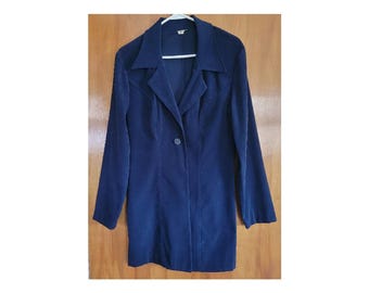Vintage Velvet Blazer Navy Blue - Long - Sz 7