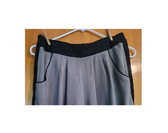 Vintage 100% Rayon Hose mit Bündchen, Gr. S, Grün/Schwarz, plissiert vorne, 2 Taschen, "Eye Candy"