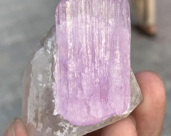 52 Gram, Top Grade Terminated Natural High Luster Pink Kunzite Crystal Combine With Quartz